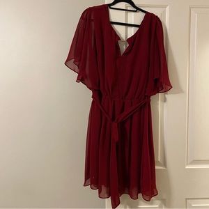 City Chic size 24 red dress with gold accent and tie